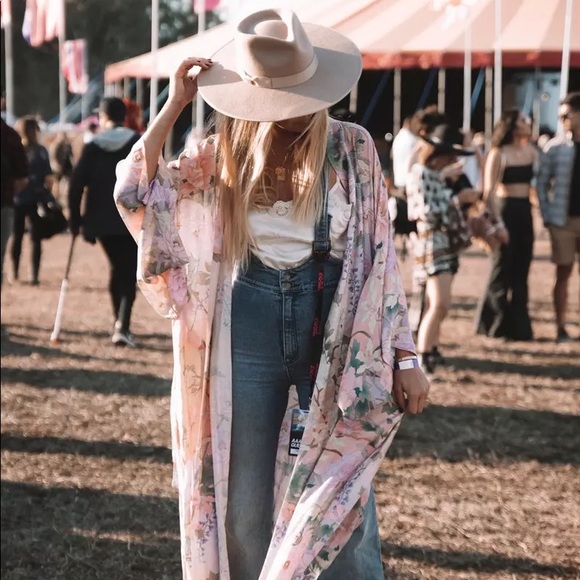 Boho Paradise Petals Bohemian Pink Gypsy Kimono Duster - Picture 9 of 16